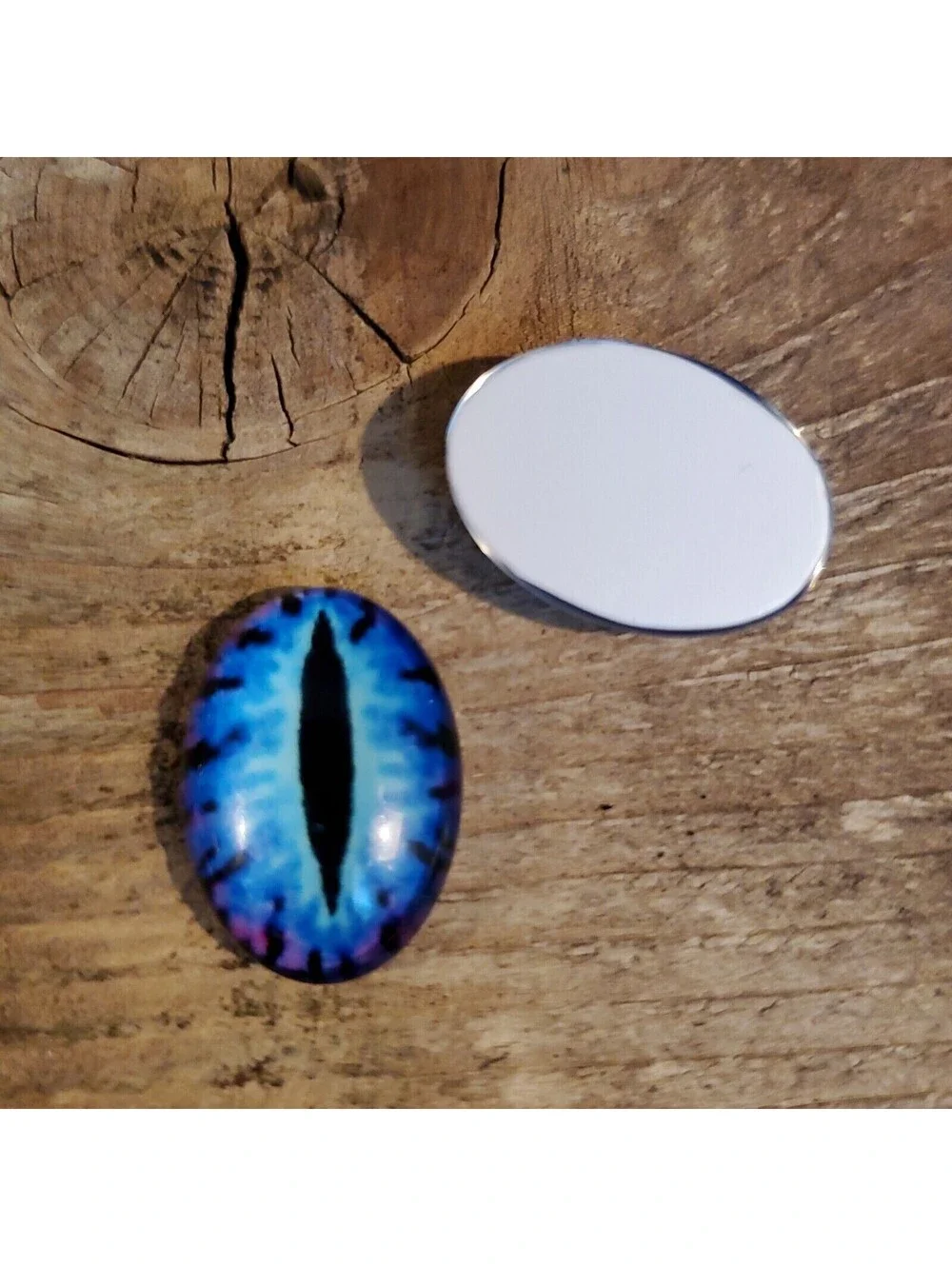 Dragon Eyes Black Blue Pink GoT Fan Glass Cabochons 18x13mm Oval 2 pcs